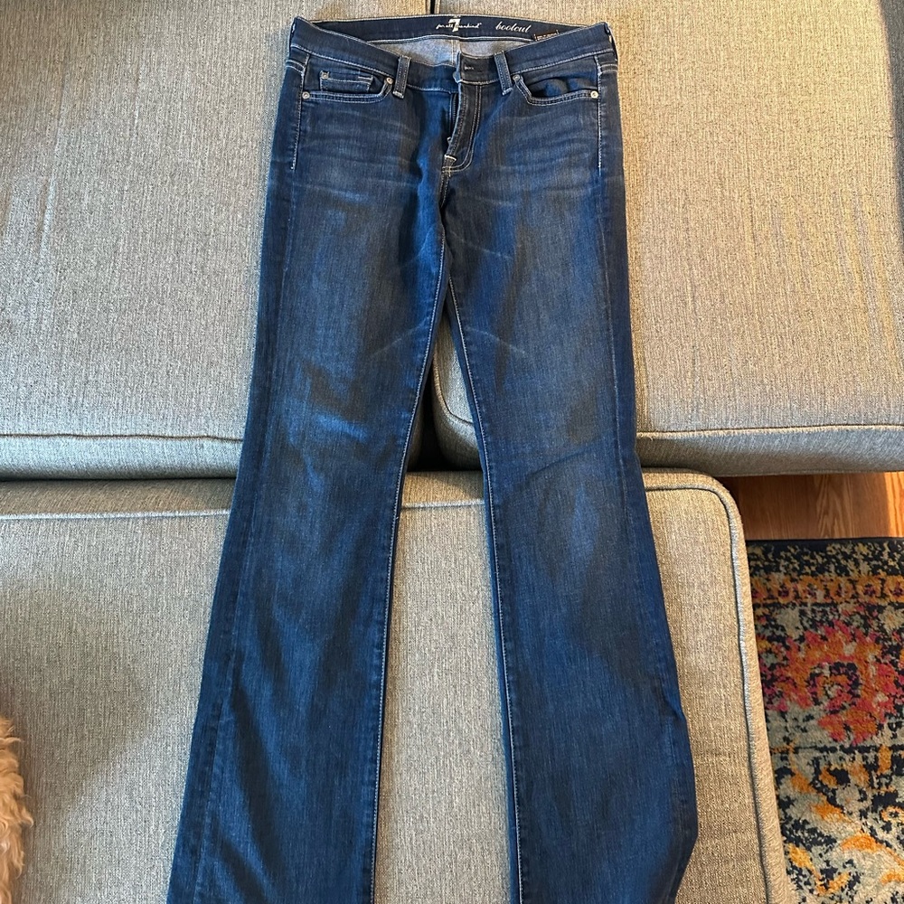 7 for all man kind mid-rise jeans. Super cute!